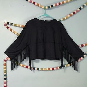 Zara faux suede cropped top